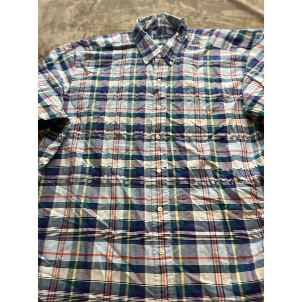 Ralph Lauren Shirt Mens 2XLT Tall Blue Plaid Long Sleeve Button Down Preppy